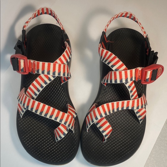 Chaco Shoes - Chaco Red Blue and White Striped Sandals